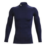 V&ecirc;tements Under Armour Under Armour Coldgear Comp Mock Haut Manches Longues Hommes-Bleu Fonc&eacute;