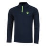 Wild Big Serve 1/4 Zip Haut Manches Longues Hommes-Bleu Fonc&eacute;,Vert Fluo