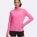 Vêtements Under Armour Under Armour Tech 1/2 Zip-Twist Haut Manches Longues Femmes-Pink,Blanc