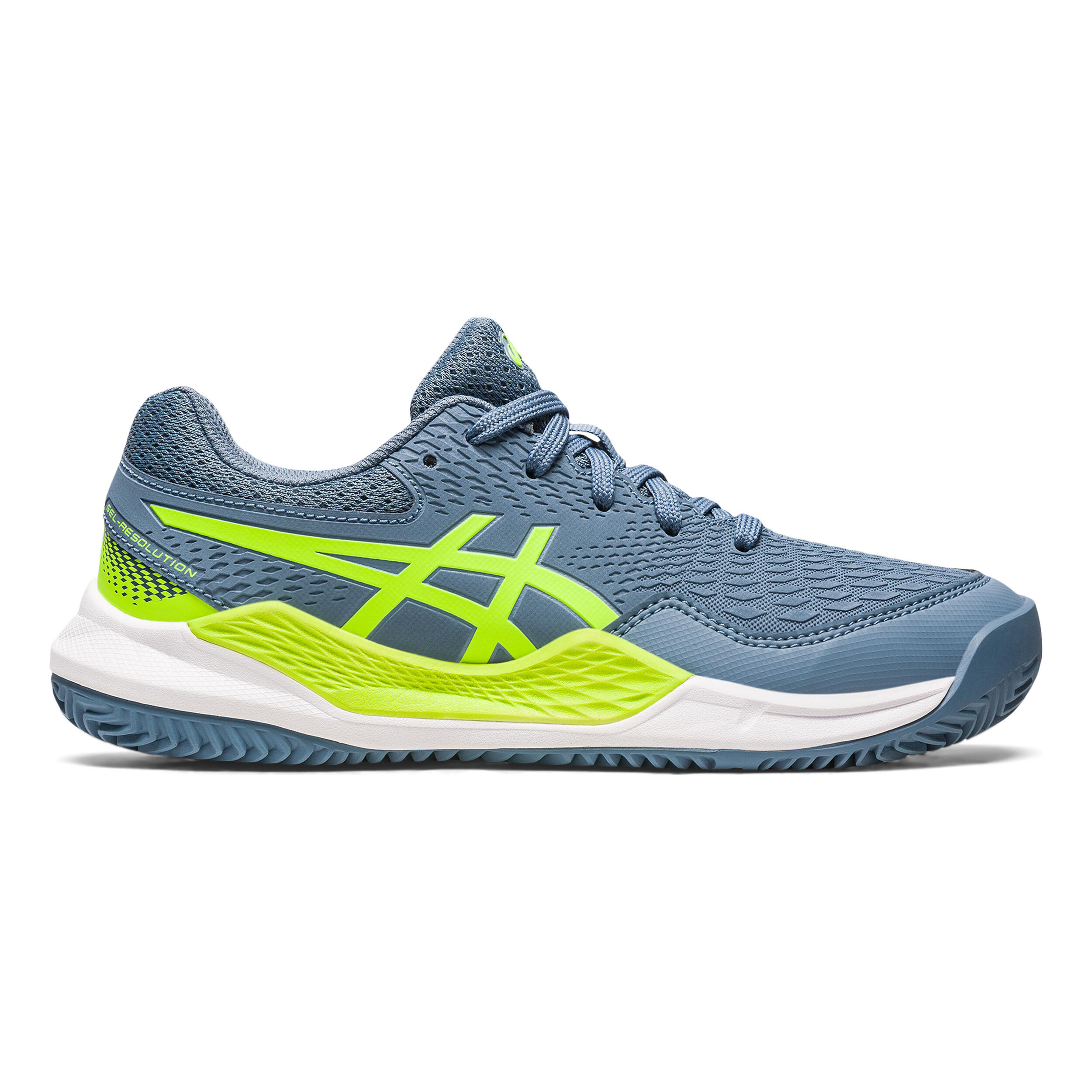 Buy ASICS Gel Resolution 9 GS Chaussure Terre Battue Enfants Bleu Fonce Vert Fluo online Tennis Point BE