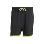 Vêtements adidas adidas 7in Club 2In1 Shorts Hommes-Noir,Vert Fluo