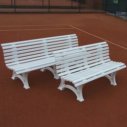 Tennisplatzsitzbank mit geschwungener Lehne, weiß, 1,5m