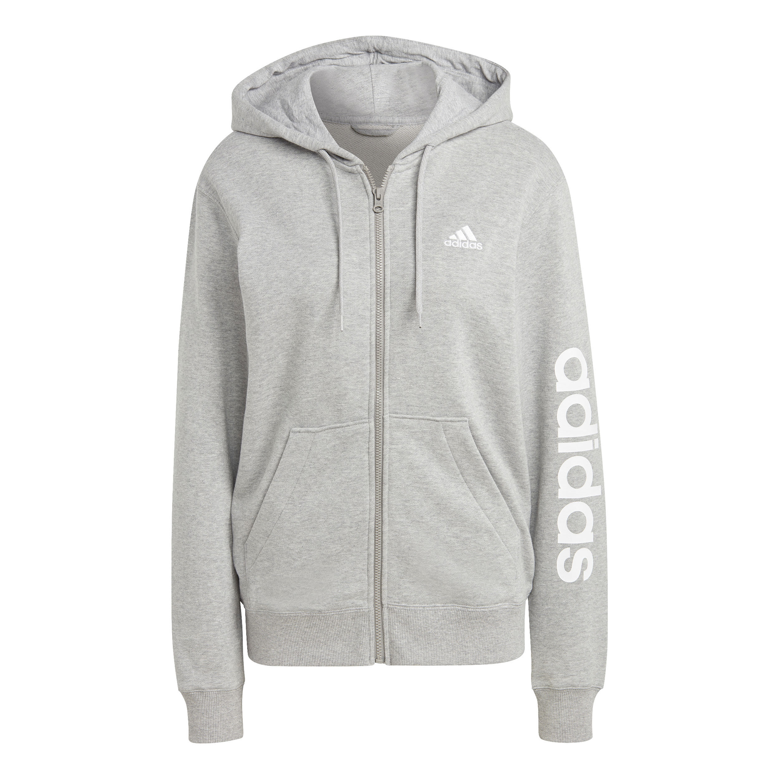 Buy adidas Essentials Linear Full Zip French Terry Gilet En Coton Femmes Gris Clair Blanc online Tennis Point BE