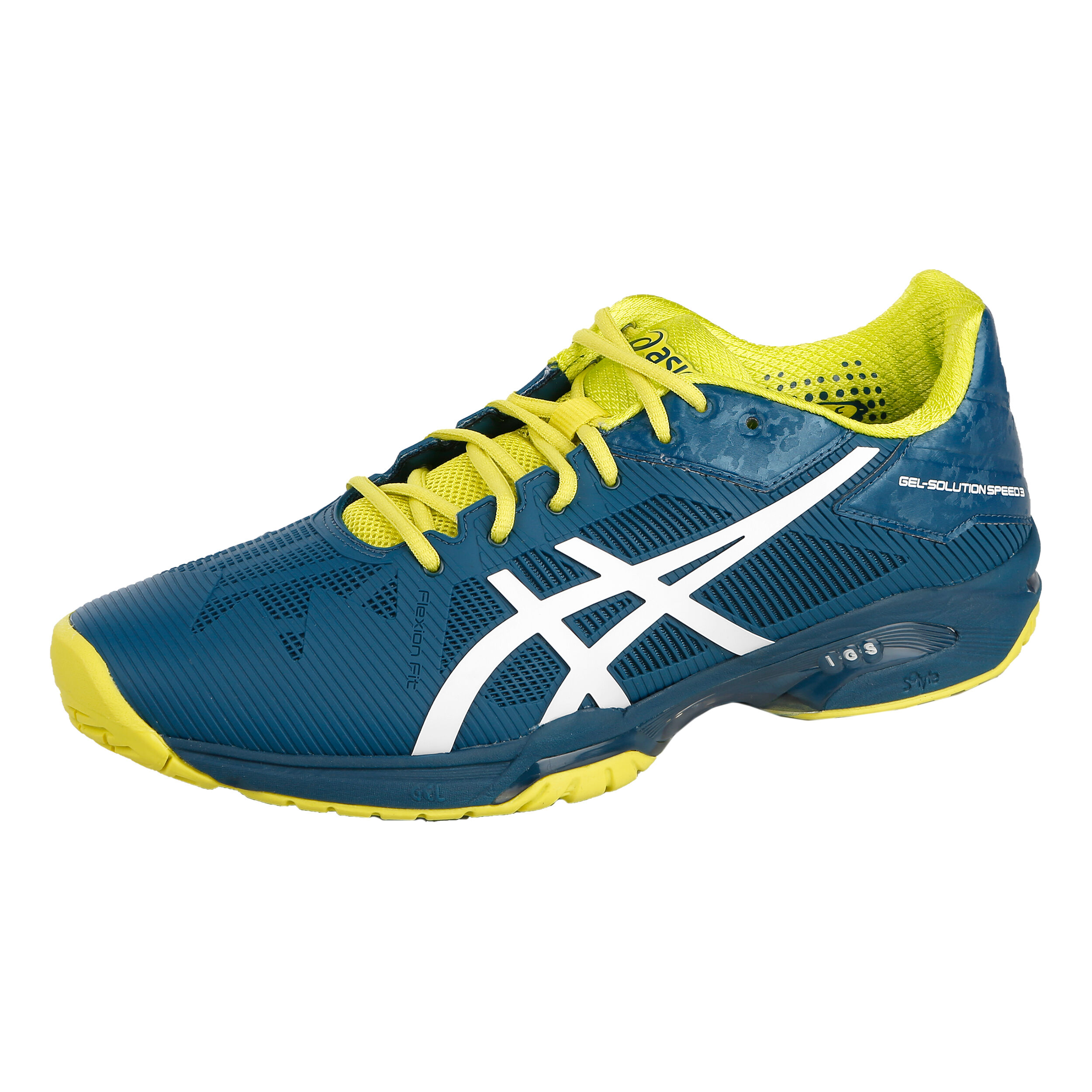 Buy ASICS Gel Solution Speed 3 Chaussure Tout Terrain Hommes Bleu Petrol Jaunes Fluo online Tennis Point BE