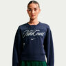Court Fleece Crew Sweat-shirt Femmes-bleu fonc&eacute;, cr&egrave;me