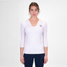 Crew V-Neck Haut Manches Longues Femmes-Blanc