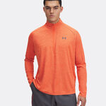 Vêtements De Tennis Under Armour Tech Textured 1/2 Zip-GRY Long-Sleeves