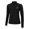 Space Dye Quarter Zip Haut Manches Longues Femmes-Noir