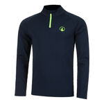 V&ecirc;tements de tennis Quiet Please Quiet Please Wild Big Serve 1/4 Zip Haut Manches Longues Hommes-Bleu Fonc&eacute;,Vert Fluo
