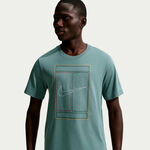 V&ecirc;tements de tennis Nike Nike Court Heritage T-shirt Hommes-vert fonc&eacute;, gris