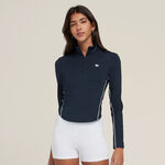 V&ecirc;tements Wilson Wilson Brentwood Half-Zip Haut Manches Longues Femmes-Bleu Fonc&eacute;