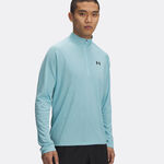 Vêtements De Tennis Under Armour Tech Textured 1/2 Zip-GRY Long-Sleeves