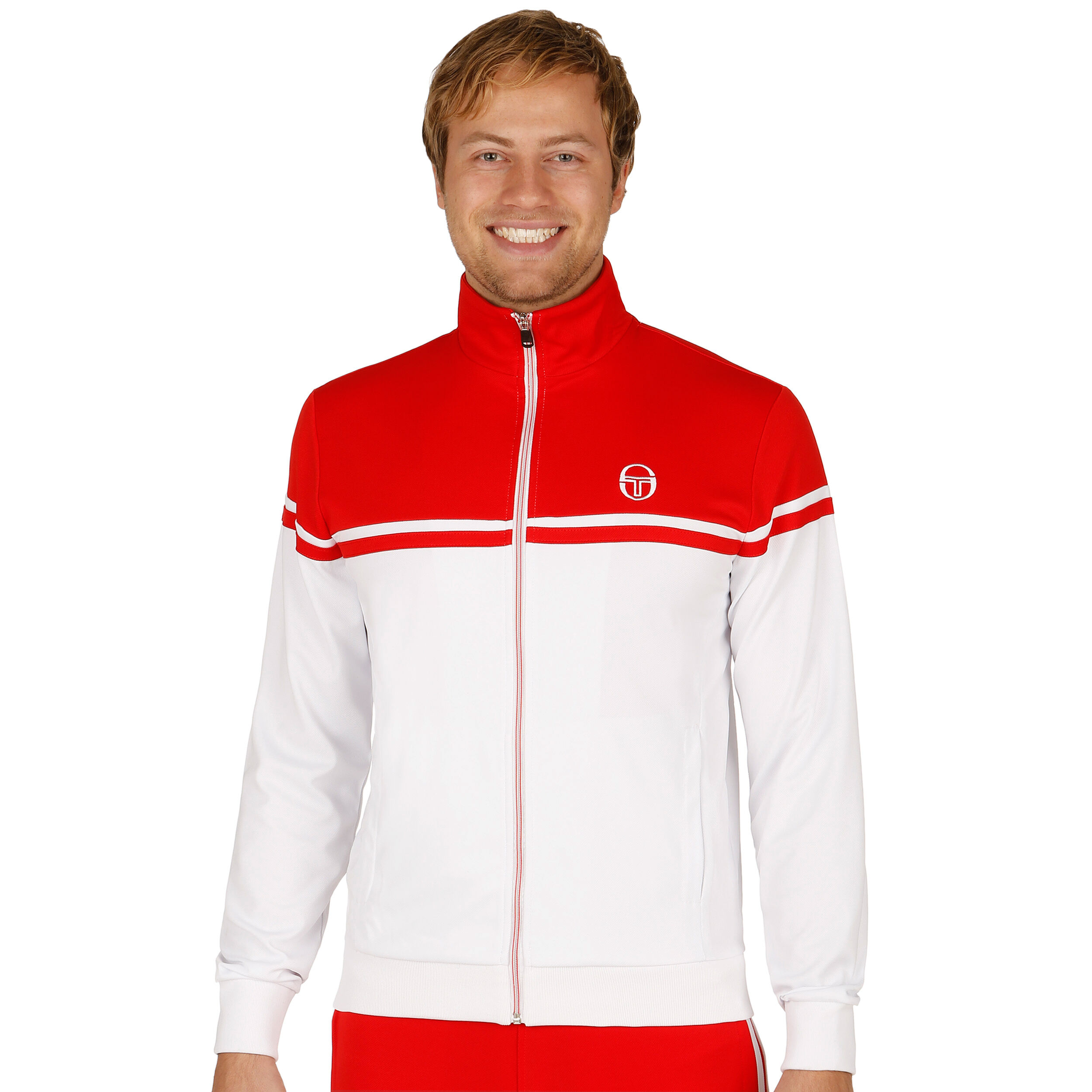 Buy Sergio Tacchini Young Line Pro Track Veste De Survetement Hommes Blanc Rouge online Tennis Point BE