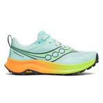 Chaussures de running Saucony Saucony Peregrine 16 Chaussure trail Femmes-turquoise, jaunes fluo