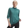 Tech 1/2 Zip-Twist Haut manches longues Femmes-vert, blanc