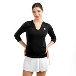V&ecirc;tements de tennis BIDI BADU BIDI BADU Crew 2.0 V-Neck Haut manches longues Femmes-noir