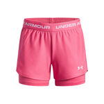 Vêtements Under Armour Under Armour Tech Play Up 2in1 Shorts Filles-Pink,Blanc