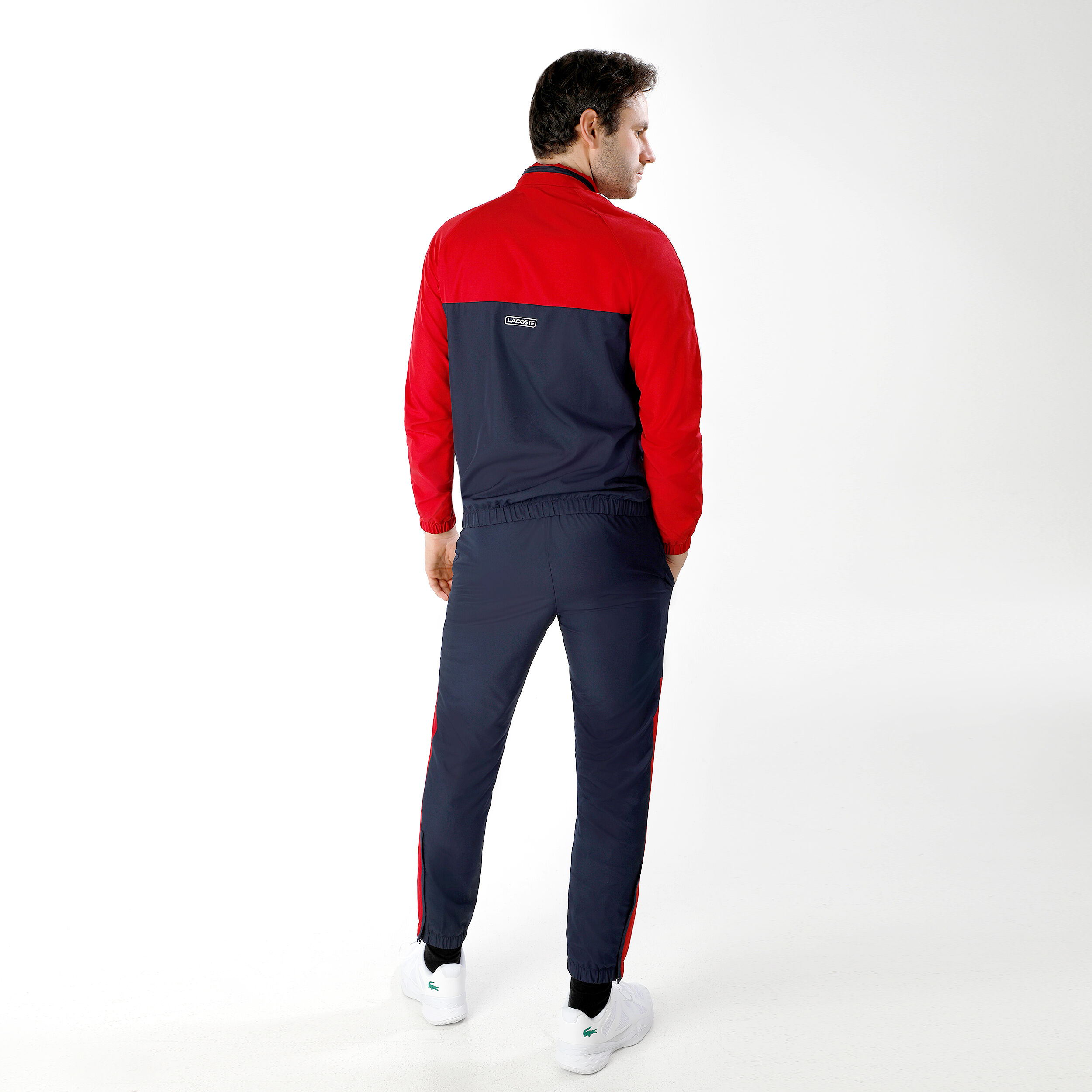 Survetement lacoste bleu marine et rouge top