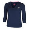 Crew V-Neck Haut Manches Longues Femmes-Bleu Foncé