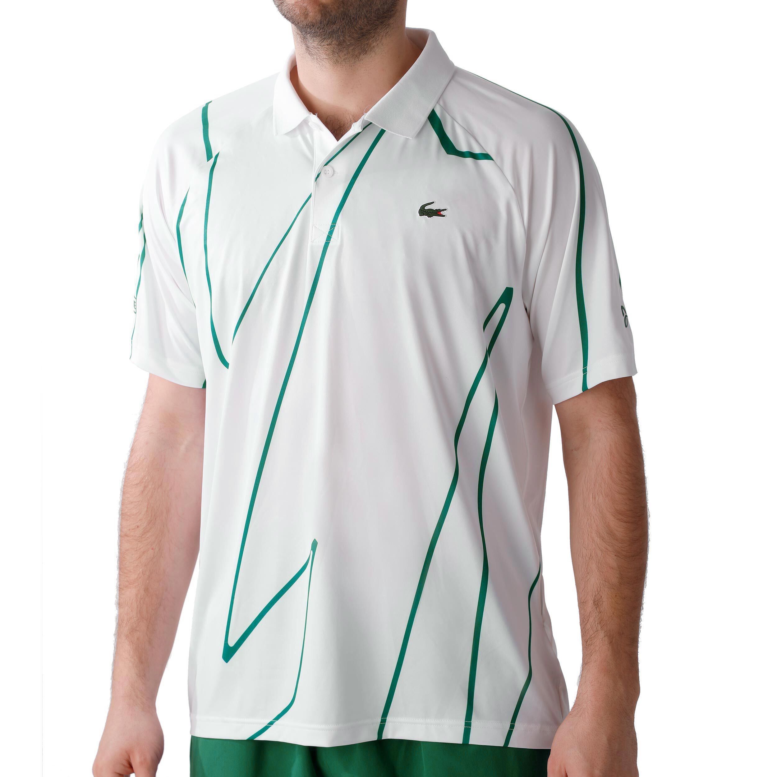 Buy Lacoste Novak Djokovic Polo Hommes Blanc Vert Fonce online Tennis Point BE