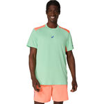 Vêtements ASICS ASICS Court T-shirt Hommes-Vert,Corail