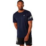 V&ecirc;tements ASICS ASICS Icon Maillot de course Hommes-bleu fonc&eacute;, beige