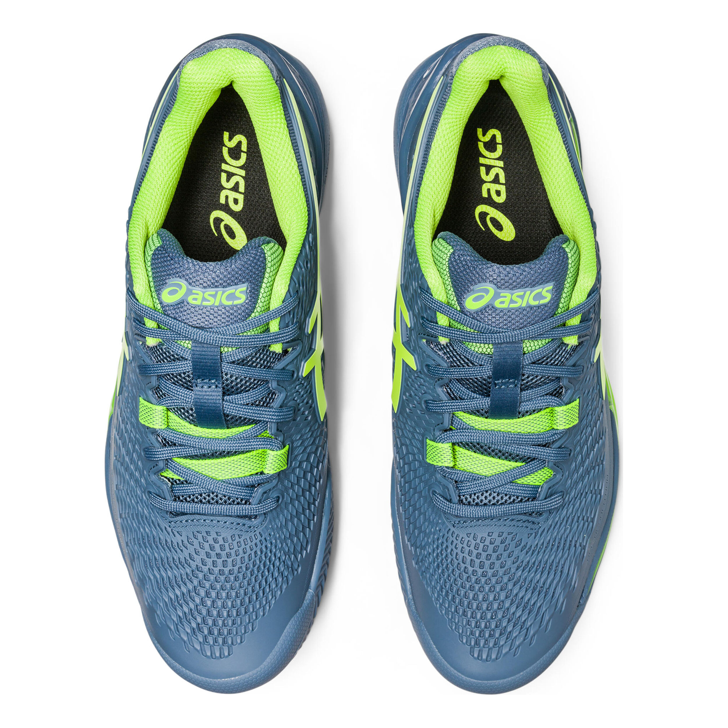 Buy ASICS Gel Resolution 9 CLAY Chaussure Terre Battue Hommes Bleu Vert Fluo online Tennis Point BE