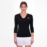 Crew V-Neck Haut Manches Longues Femmes-Noir