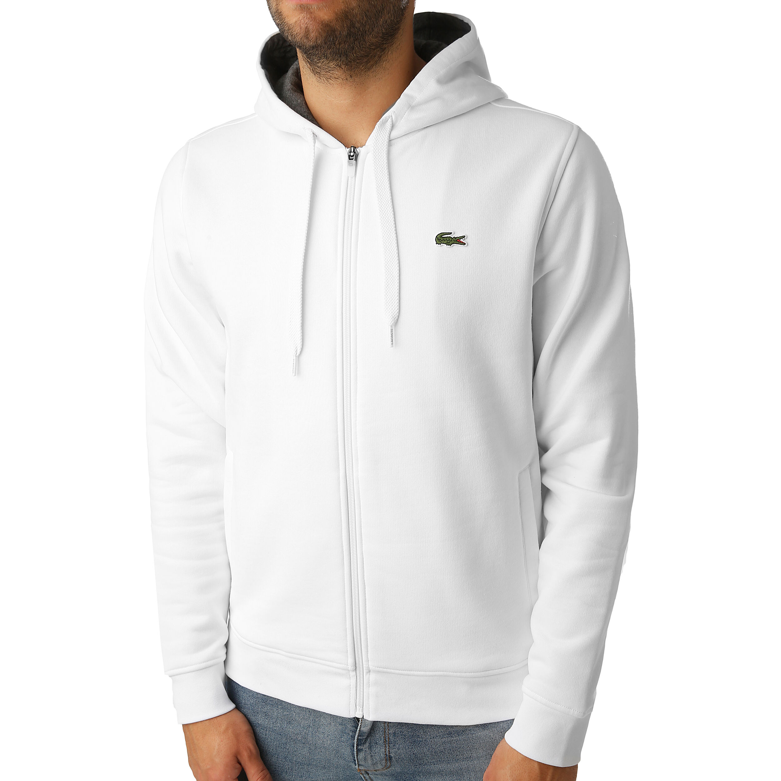 Buy Lacoste Gilet En Coton Hommes Blanc Gris Fonce online Tennis Point BE